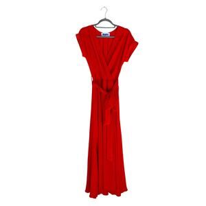 Meghan Los Angeles Red Maxi Dress, Jasmine Faux Wrap, Tie Waist, Sz S